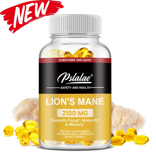 Natural Organic Lion's Mane Mushroom Capsules Made Organic, Vegan, Gluten Free