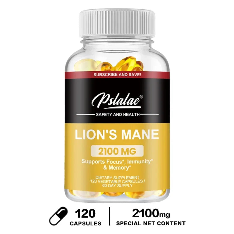 Natural Organic Lion's Mane Mushroom Capsules Made Organic, Vegan, Gluten Free