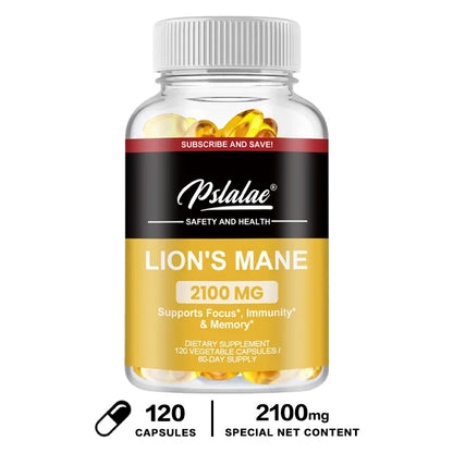 Natural Organic Lion's Mane Mushroom Capsules Made Organic, Vegan, Gluten Free